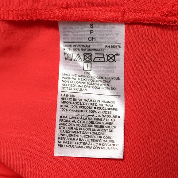 Old Navy Neon Coral Puff Sleeve Ruffle Tie Neck Blouse Top Lightweight Size S - Picture 9 of 11